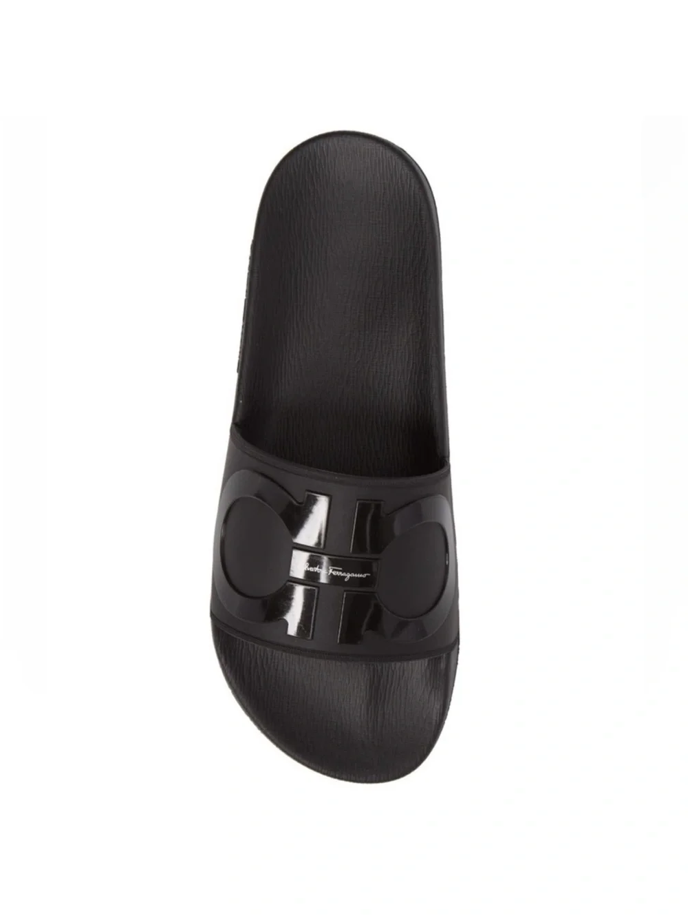 Salvatore Ferragamo Groove 2 Slide Sandals Black Gancini Logo NWT Men’s Size 7